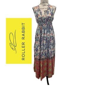 ROBERTA ROLLER RABBIT ANTHROPOLOGIE MAXI DRESS ROSETONE DAKOTA ECLECTIC SZ XS
